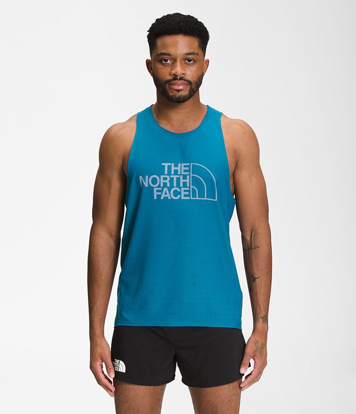 The North Face T-Shirts Flight Weightless Tank Blue - Mens - Thailand PVLAE-3612